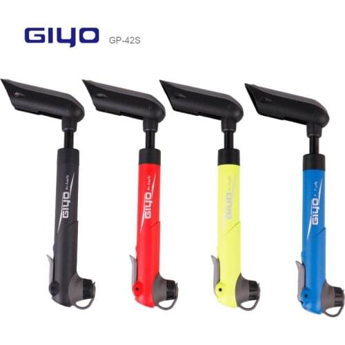 Giyo Compact Cycle Air Inflator Foldable Handle Bike Pump 120 psi Cycling Hand Use Ball Tire Fits Schrader & Presta GP-42S
