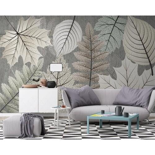 Customized 3D Mural Nordic Modern Minimalist Plant Leaf Vein Retro Maple Leaf TV Background Wall Living Room Bedroom Wallpaper