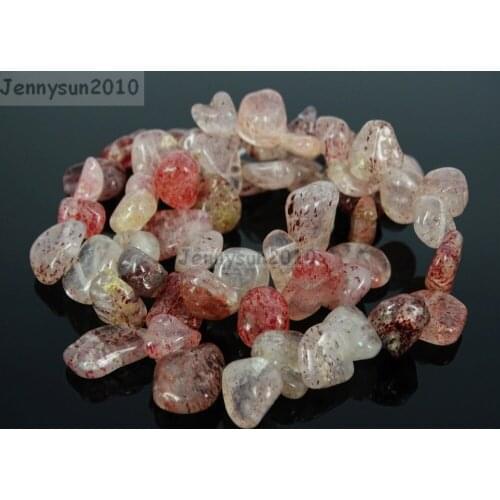 Natural Strawberry Quartz Gems Stone Freeform Flat Teardrop Drop Barpque Beads 16'' for Jewelry Making Crafts 5 Strands/Pack