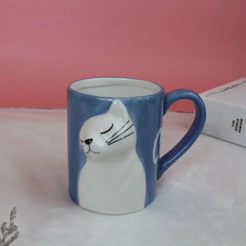 2pcs Ceramics Kiss Cat Cup Couple Mugs Lover Gift Morning Milk Coffee Tea Breakfast Porcelain Cup Valentines Day for girl wife