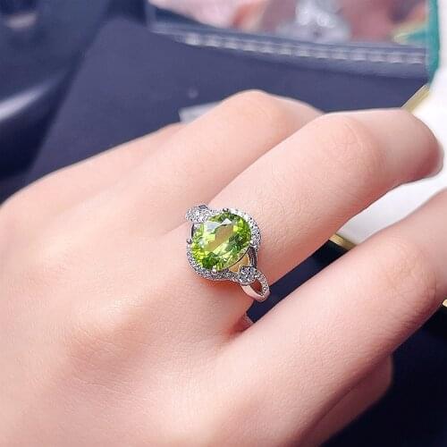 3ct stone Natural olivine water drop ring 925 silver producer wholesale price concessions peridot