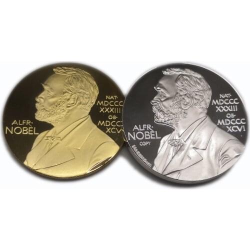 Alfred Bernhard Nobel Gold Silver Plated Coin Collection Gift Souvenir Commemorative Coins Art Metal