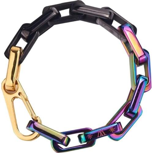 Stainless Steel Hip Hop Rainbow Cuban Chain Heavy Men Women Street Dance Bracelet Bangle Gift For Him