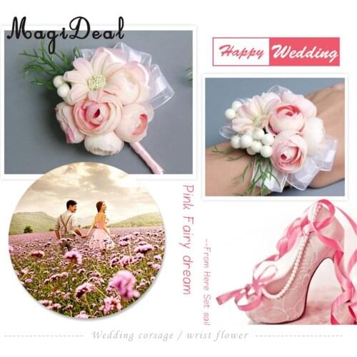 MagiDeal Elegant Wedding Artificial Pearl Corsage Crafts for Bridal Groom Engagwment Party Ceremony Formal Occasion Peach/Pink