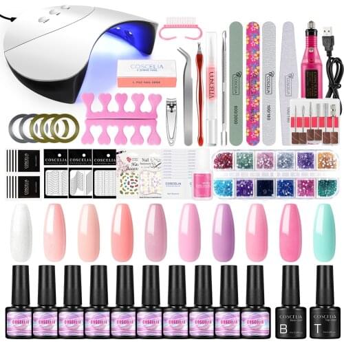 Manicure Set COSCELIA Nail Gel Polish Kit UV LED Lamp Dryer All For Manicure Tool Soak Off Varnish Electric Nail Drill Nail Art