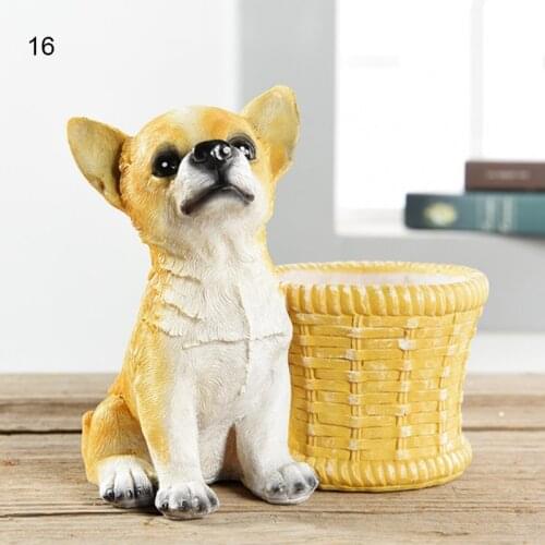 Cartoon Cute Dog Shape Resin Flower Pot With A Drainage Hole Desktop Home Decoration B1