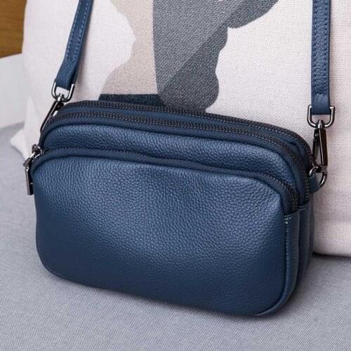 Fashion Zip Multi-Layer Small Bag Women Leisure Leather Handbag Soft Flap Satchels Single Crossbody Bags Retro Female Handbags