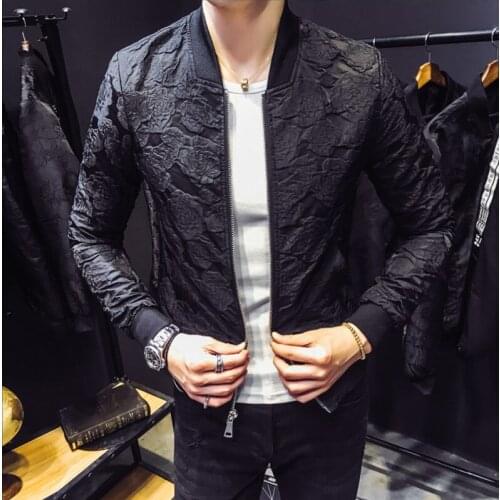 2020 Autumn New Jacquard Bomber Jackets Luxury Wine Red Black Grey Party Jacket Outfit Club Bar Coat Men Casaca Hombre 4XL