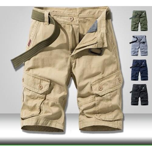 2021 Summer Mens Cargo Shorts Mens Casual Cotton Shorts Male Loose Multi-Pocket Shorts Bermuda Masculina Brand Work Shorts