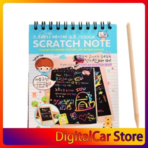 Y031 Creative Color Diy Coil Scratch Picture Childrens Graffiti Sketch Book Scratch Painting Blue
