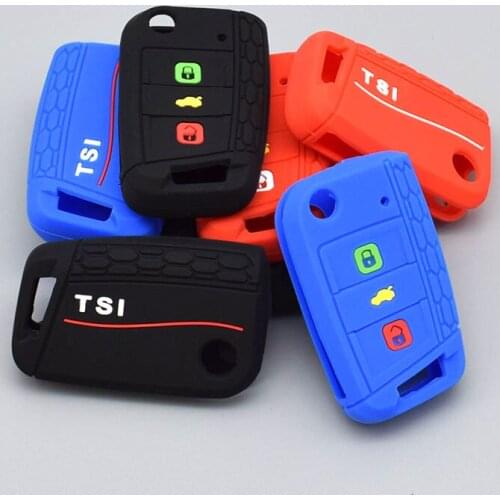 10 units For Volkswagen car key Silicone case cover set for TSI Polo Gol 2016 golf 7 MK7 Bora Passat for TSI emblem key Protect
