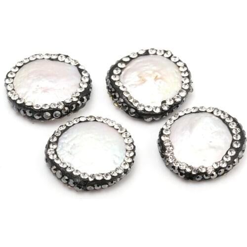 Wholesale Natural Freshwater Pearl Pendants with Crystal Necklace Pendant for Jewelry Making DIY Necklace Size 20x20mm