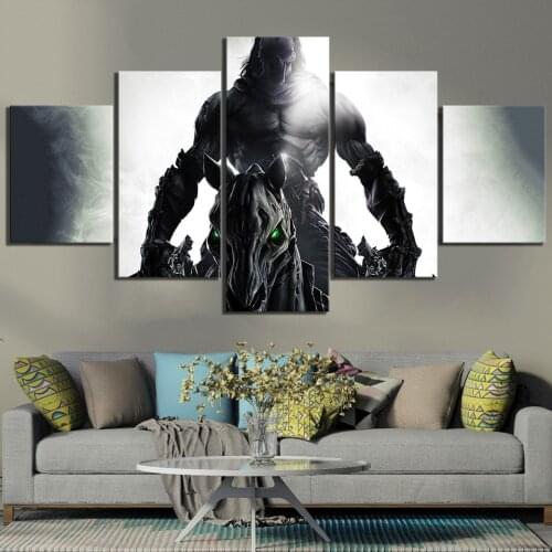 5 Piece Darksiders 2 Game Poster Artwork Paintings Death Knight Poster HD Fantasy Art Canvas Paintings for Home Decor Wall Art