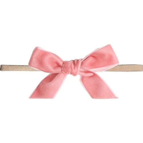 Boutique 15pcs Fashion Cute Velvet Bowknot Soft Hairbands Solid Hair Bow Newborn Nylon Headbands Princess Photography Headwear