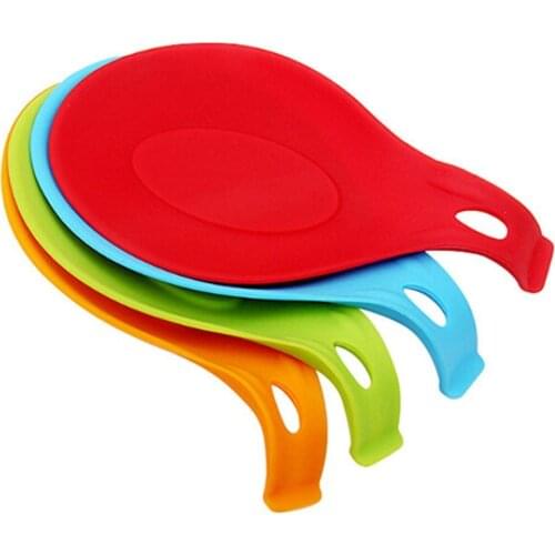 Practical Silicone Heat Resistant Spoon Fork Mat Food Grade Silica Gel Spoon Put Pad Rest Utensil Spatula Holder Kitchen Tools