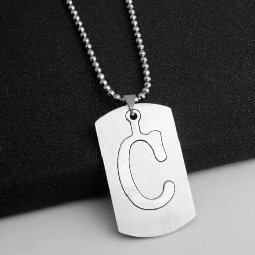 RONGQING 1pcs Stainless Steel Letter C Pendant Necklace Engagement Gifts for Men and Women