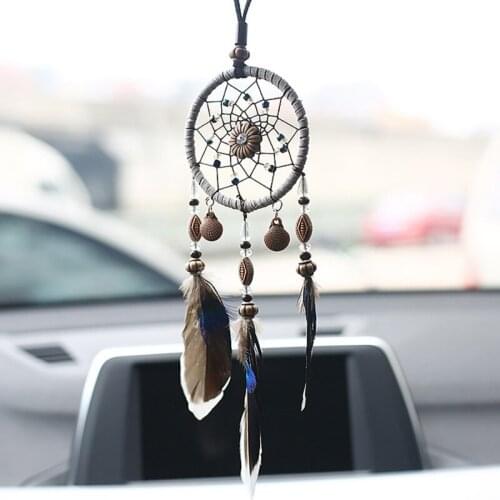 Handmade Mini Dream Catcher For Car Pendant Wind Chimes Feather Decoration Home Decor and Wall Hanging Adornment For Home Gifts