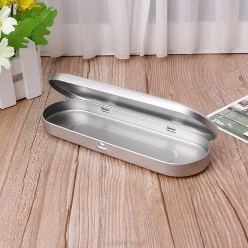 Silver Tin Pencil Pen Case Storage Box Stationery Organizer School Office Use S08 20 Dropship