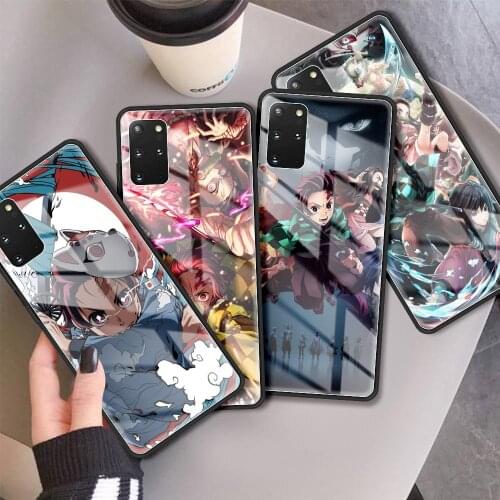 Glass Case For Xiaomi Redmi Note 9 8 8T 7 Pro 9S K20 K30 Mi Poco X3 NFC 9T 10 Lite 10T Back Phone Cover Shell Anime Demon Slayer