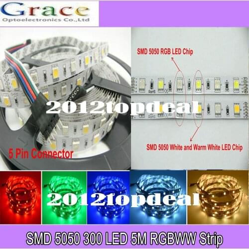 LED Strip 5050 RGBW DC24V 60 LED/m RGB+White / RGB+Warm White Flexible LED Light 5m/lot