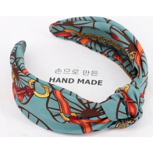 Women Retro Print Hairband Adults Top Knot Hair Headband Ladies Bohemian Hairband Bow Women Outdoor Headdress Wide Head Band