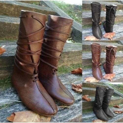 2020 New Women PU Leather Ladies Knee High Boots Fashion Woman Decor Cross Strap Flat Boots Female Zip Shoes Women Botas Mujer
