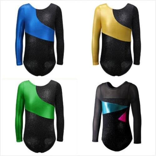 Girls Perspective Dance Leotards Ballet Dress Long Sleeves Costumes Ballet Tutu Gymnastics Dancing Leotards for Kids Dancewear
