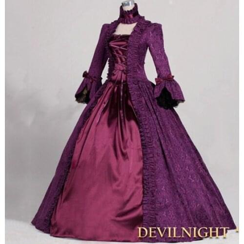 New European Womens Vintage Lolita Gothic Dress Female Long Victorian Jacquard Lace Bandage Dress Halloween Costume Party Dress