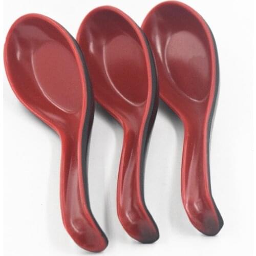 1/2/5Pcs Black Red Plastic Spoon Home Flatware Porridge Bowl Chinese Dinner Spoon Japanese Soup Spoon for Home Restaurant