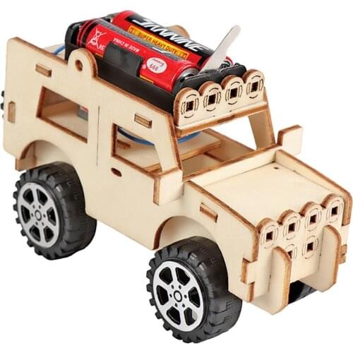 1Pcs Creative Electric Gizmo Wooden Assembling Blocks Vehicle Toys DIY Student Science Technology Model Brain Game Toy