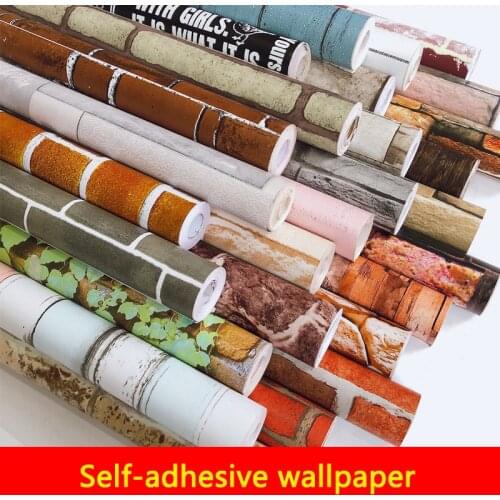 10M Home Decor 3D PVC Wood Grain Wall Paper Brick Stone Wallpaper Self-Adhesive Living Room Bedroom 3D Wallpapers Decoration
