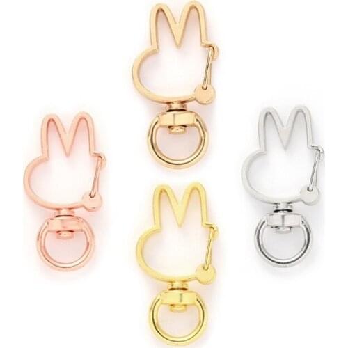 10pcs Rabbit Shape Lobster Clasp Hooks Findings Key Chain Key Ring keychain Cute Jewelry Making Gold DIY Accessories