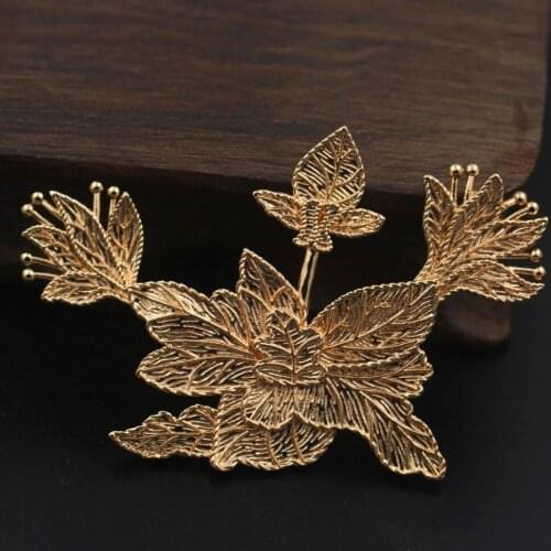 10pcs Brass Casted Lotus Flower Branch Leaf Charms Oriental Pendant Mori Girl DIY Wedding Jewelry Accessories Quality Gold Color