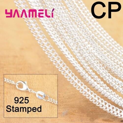20PCS Hot Sale 18 Inch 925 Sterling Silver Jewelry Flat Curb Necklace Chains With Lobster Clasps Pendant Jewelry Making Findings