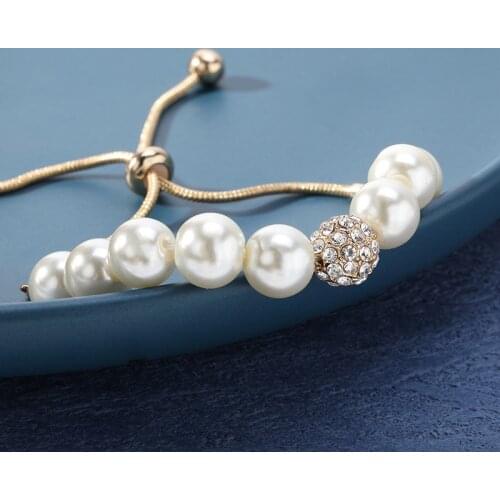 2020 Korean New Design Fashion Jewelry Pearl Adjustable Bracelet Shiny Crystal Ball Party Bracelet For Women