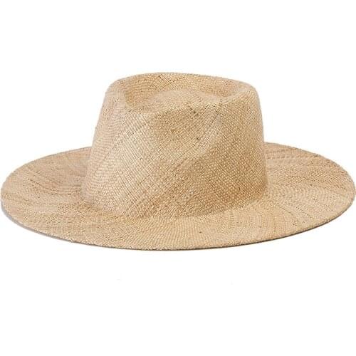 202107-hh4001 new summer handmade natural Treasure grass solid fedoras cap men women panama jazz hat