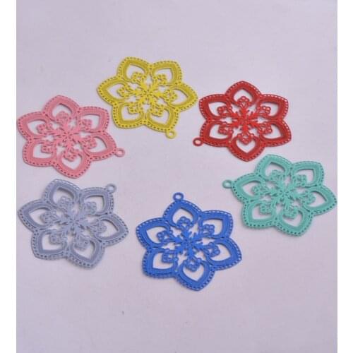 30pcs AA1548 38*40mm Filigree Flower Charms Big Pendants Connectors DIY Jewelry Making