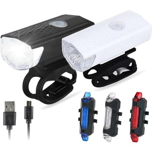 300 Lumen USB Rechargeable Bicycle Light MTB Road Bike LED Front Light Rear Taillight Waterproof Flashlight Bicycle Warning Lamp