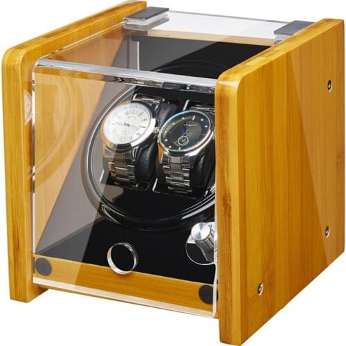 AAA Automatic Watch Winder Bamboo Wood Watch Box with Quiet Mabuchi Motor Black PU leather Ultra-quiet Japanese motor