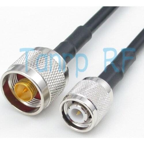 Free Shipping! 20INCH 50CM Pigtail coaxial jumper cable RG58 extension cable TNC male plug to N male plug RF connector