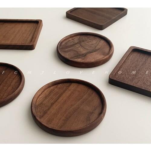 Tea Coffee Cup Pad Placemats Decor Walnut Wood Coasters Durable Heat Resistant Square Round Drink Mat 1 Pcs Bowl Teapot