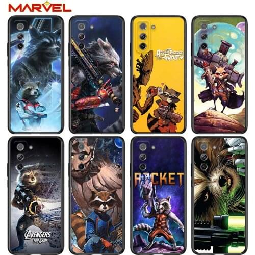 Rocket Racoon Marvel cute for Samsung Galaxy S21 Ultra Plus Note 20 10 9 8 S10 S9 S8 S7 S6 Edge Plus Black Phone Case