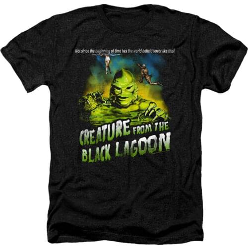 Creature from the Black Lagoon Heather T-Shirt Tagline Black Tee 100% Cotton