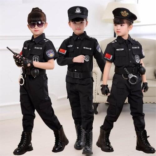 Children Halloween Costumes Kids Party Carnival Police Uniform 110-160cm Boys Army Policemen Cosplay Clothing Sets