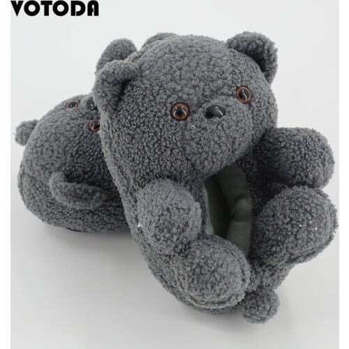 Kids Teddy Bear Slippers Cute Animal Slippers Winter Warm Plush Slippers Children Home Flip Flops Soft Fluffy Girls House Shoes