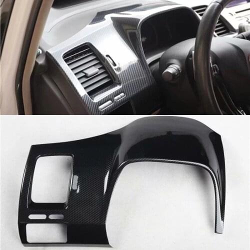 For Honda Civic 2004-2009 Left Hand Drive 1PC Carbon Fiber ABS Car Dashboard Decoration Central Control Cover Trim Accessories