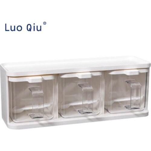 Kitchen suit seasoning box three cases salt dressing box monosodium glutamate seasoning box household plastic seasoning bottle