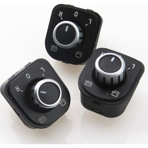 FHAWKEYEQ 3 Pcs Chrome Side Mirror Switch Button w/ Folding For VW Jetta 5 Rabbit Tiguan Golf MK5 MK6 Passat B6 5ND 959 565 A