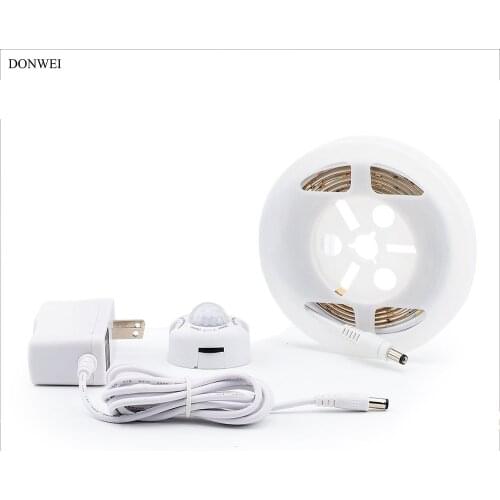 DONWEI 2M 2835 SMD LED Strip IR Motion Sensor Auto On/Off Flexible String Light Night Lights for Kitchen Bedroom Hallway Stairs