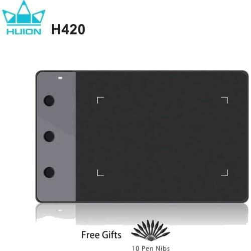 New HUION H420 4" x 2.23" Professional Signature Graphics Tablets Digital Pen Tablets USB Art Drawing Tablets Black